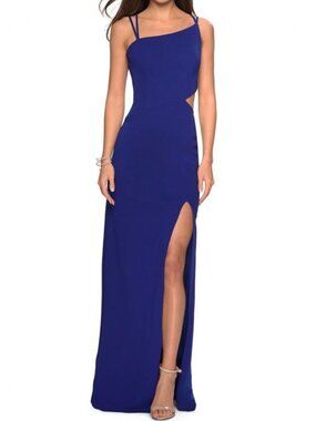 NWT La Femme 27126 Jersey Evening Gown Royal Blue Size 6